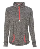 8617 J. America Women's Cosmic Fleece Quarter Zip  Charcoal Fleck/ Fire Coral