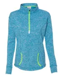 8617 J. America Women's Cosmic Fleece Quarter Zip  Electric Blue/ Neon Green