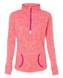 8617 J. America Women's Cosmic Fleece Quarter Zip  Fire Coral/ Magenta