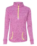 8617 J. America Women's Cosmic Fleece Quarter Zip  Magenta/ Neon Yellow