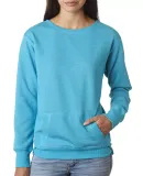 8867 J. America Women's Glitter Crewneck Sweatshir in Maui blue/ silver