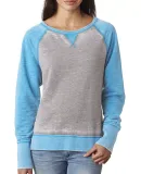 8927 J. America Women's Zen Fleece Raglan Sleeve C Cement/ Oceanberry