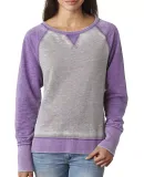 8927 J. America Women's Zen Fleece Raglan Sleeve C Cement/ Very Berry