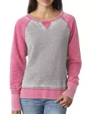 8927 J. America Women's Zen Fleece Raglan Sleeve C Cement/ Wildberry