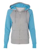  8868 J. America Women's Glitter Hooded Full-Zip S Oxford/ Maui Blue