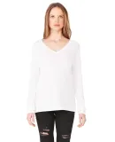 BELLA+CANVAS 8855 Womens Flowy Long Sleeve V-Neck in White