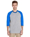 5700 Gildan Heavy Cotton Three-Quarter Raglan T-Sh in Sport gry/ royal