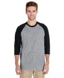 5700 Gildan Heavy Cotton Three-Quarter Raglan T-Sh in Sport grey/ blk