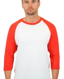 5700 Gildan Heavy Cotton Three-Quarter Raglan T-Sh in White/ red