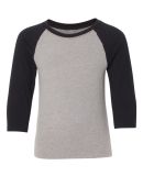 Next Level 3352 Youth CVC Baseball Raglan in Black sleeves/ dark heather grey body