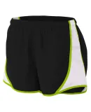 NW5341 A4 Drop Ship Ladies Speed Shorts Black/Lime