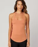 Cotton Heritage LC7706 Juniors Scallop Racerback T Peach