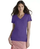 1336V Delta Apparel Junior 30/1's V-Neck Tee in Purple heather