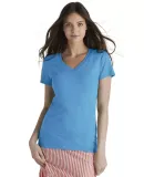 1336V Delta Apparel Junior 30/1's V-Neck Tee in Turquoise heather