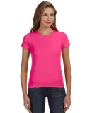 1441 Anvil Ladies' 1x1 Baby Rib Scoop T-Shirt in Hot pink