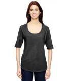 6756L Anvil Ladies' Triblend Deep Scoop Half-Sleev in Heather dk grey