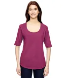 6756L Anvil Ladies' Triblend Deep Scoop Half-Sleev in Heather raspbrry