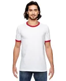 988AN Anvil Ringer T-Shirt in White/ red