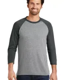 DM136 District Made Mens Perfect Tri-Blend Raglan Black Fr/Gry F