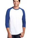 DM136 District Made Mens Perfect Tri-Blend Raglan Deep Royal/Wht