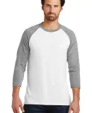 DM136 District Made Mens Perfect Tri-Blend Raglan Grey Fr/White