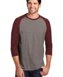 DM136 District Made Mens Perfect Tri-Blend Raglan Maroon Fr/Gy F