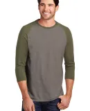 DM136 District Made Mens Perfect Tri-Blend Raglan Mil Gn Fr/Gy F