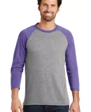 DM136 District Made Mens Perfect Tri-Blend Raglan Purple Fr/Gy F