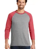 DM136 District Made Mens Perfect Tri-Blend Raglan Red Fr/Grey Fr