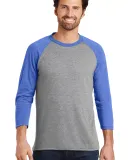 DM136 District Made Mens Perfect Tri-Blend Raglan Royal Fr/Gry F