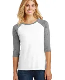 DM136L District Made Ladies Perfect Tri-Blend Ragl Grey Fr/White