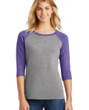 DM136L District Made Ladies Perfect Tri-Blend Ragl Purple Fr/Gy F