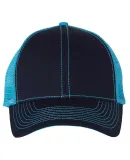 7641 Mega Cap Heavy Cotton Twill Front Trucker Cap Navy/ Turquoise