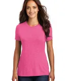 DM130L District Made Ladies Perfect Tri-Blend Crew in Fuchsia frost