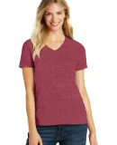 DM1190L District Made Ladies Perfect Blend V-Neck  in Hthr red