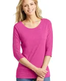 DM444 District Made Ladies Tri-Blend Lace 3/4-Slee Dk Fuchsia Hth