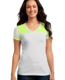 DT264 District Juniors Varsity V-Neck Tee White/Neo Lime