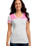 DT264 District Juniors Varsity V-Neck Tee White/Brt Pink