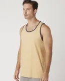 MC1792 Cotton Heritage Men's Ringer Tank Vintage Gold/Harbor Blue