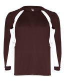Badger 4154 B-Dry Core Hook Performance T-Shirt in Maroon/ white