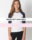 4253 American Apparel Youth Baby Rib 3/4 Sleeve Ra White/Pink