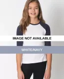 4253 American Apparel Youth Baby Rib 3/4 Sleeve Ra White/Navy