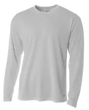 N3253 A4 Drop Ship Men's Long Sleeve Crew Birds Ey SILVER
