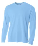 N3253 A4 Drop Ship Men's Long Sleeve Crew Birds Ey LIGHT BLUE