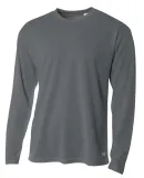 N3253 A4 Drop Ship Men's Long Sleeve Crew Birds Ey GRAPHITE