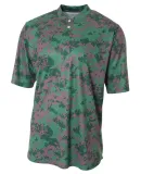 NB3263 A4 Drop Ship Youth Camo 2-Button Henley Shi Forest