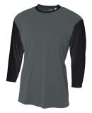 NB3294 A4 Drop Ship Youth 3/4 Sleeve Utility Shirt Graphite/Black