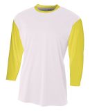 NB3294 A4 Drop Ship Youth 3/4 Sleeve Utility Shirt White W/Gold