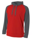 NB4234 A4 Drop Ship Youth Color Block Tech Fleece  Scarlet/Graphite