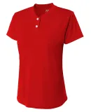 NW3143 A4 Drop Ship Ladies' Tek 2-Button Henley Sh SCARLET